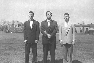 Bob Sisk, at left with his father and brother Tom, Fort Slocum 1958.