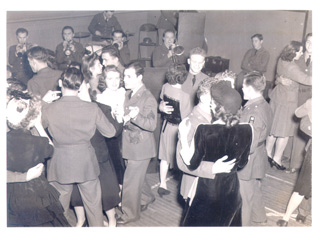 The combo from the Fort Slocum band playing at a YMCA dance during the Second World War.